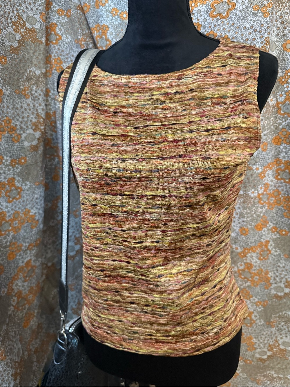 Vtg Y2K No Boundaries Metallic Earth Tone Textured Knit Tank Top -•Size XL (15)•